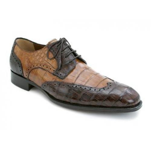 Mezlan Custom "Duncan" Brown / Camel Genuine Crocodile Shoes
